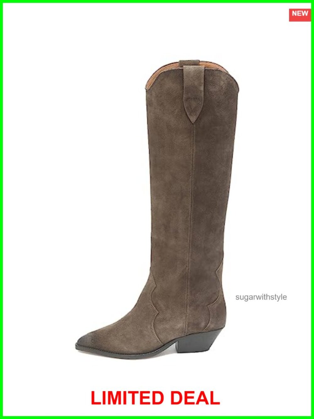 Women's Western Cowboy Knee High Boots Pointed Toe Chunky Low Heel Pull On